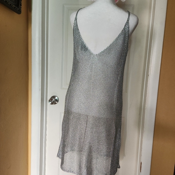 Say What Silver Mesh Slip Dress Size L - Picture 9 of 13